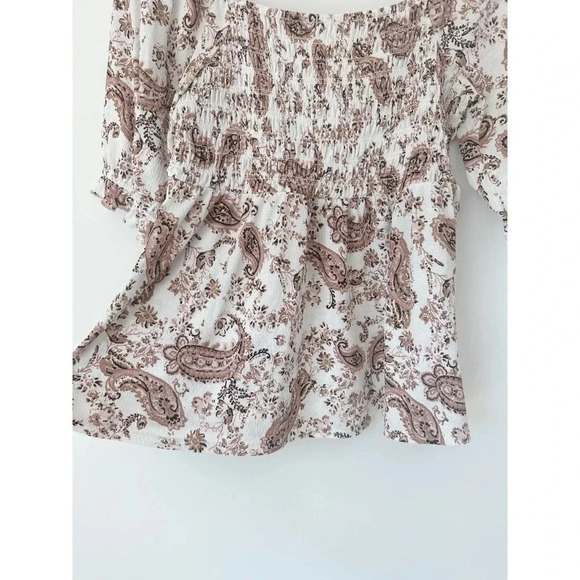 Nordtrom Meloday Paisley Print Puff Sleeve Top with Smocking - Picture 10 of 10